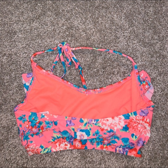 Forever 21 Pink & Blue Floral Swim top size M - Picture 4 of 5